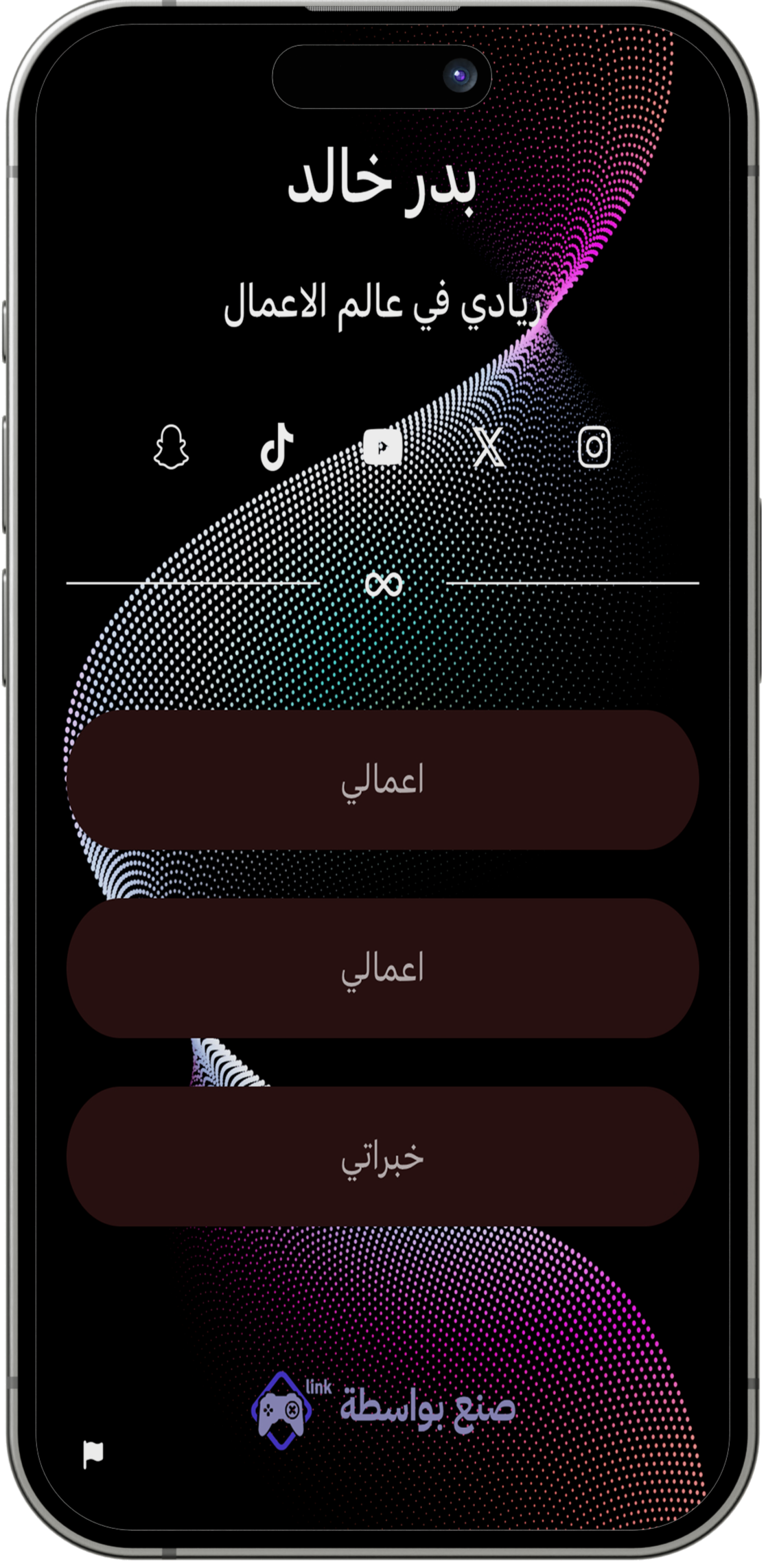 لقطة شاشة لأمثلة صفحة الروابط الحيوية